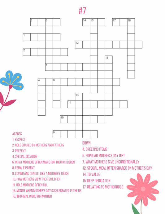 Crosswords for Moms – Printable Puzzle Book | Canva Template | Mother’s Day Gift Idea