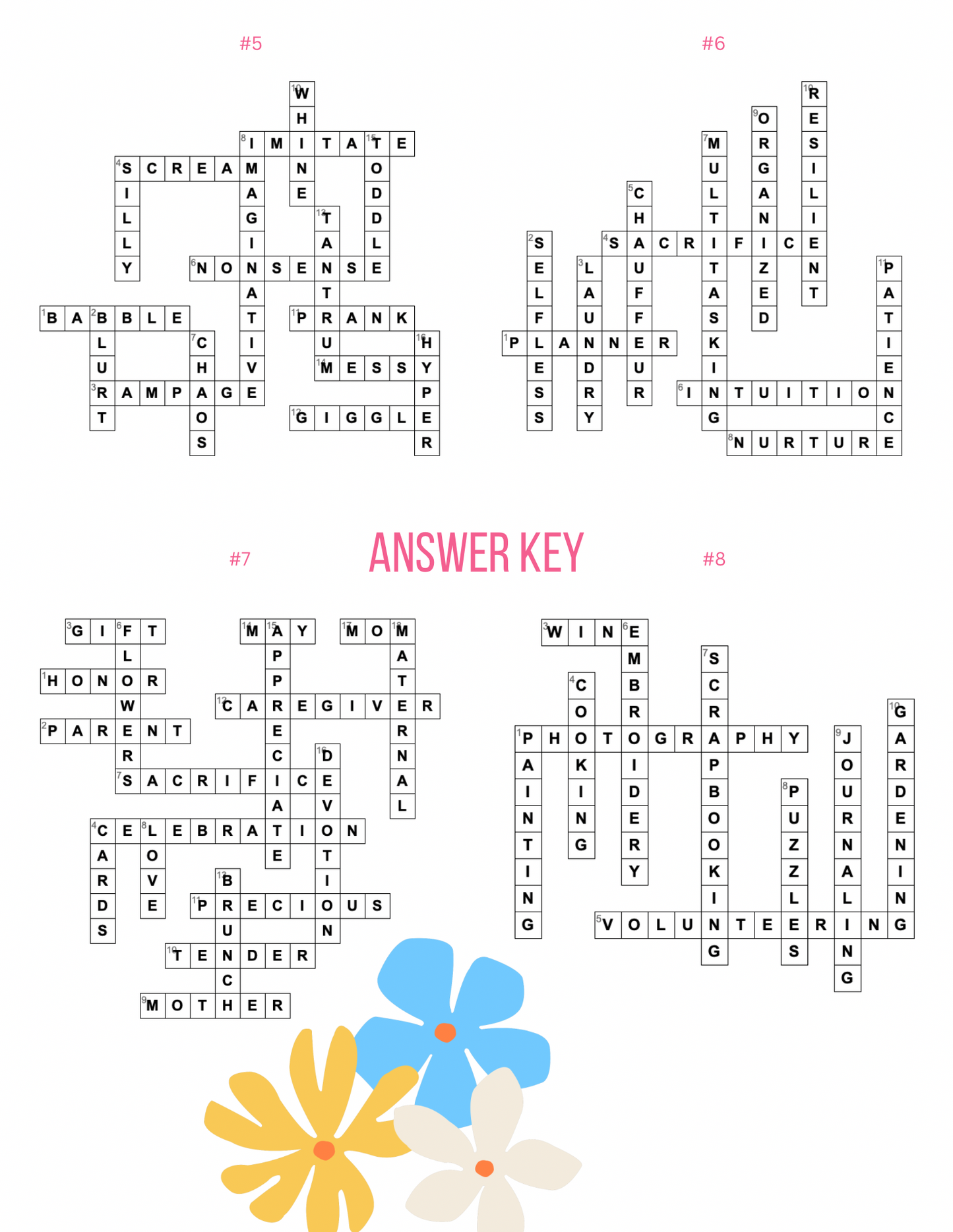 Crosswords for Moms – Printable Puzzle Book | Canva Template | Mother’s Day Gift Idea