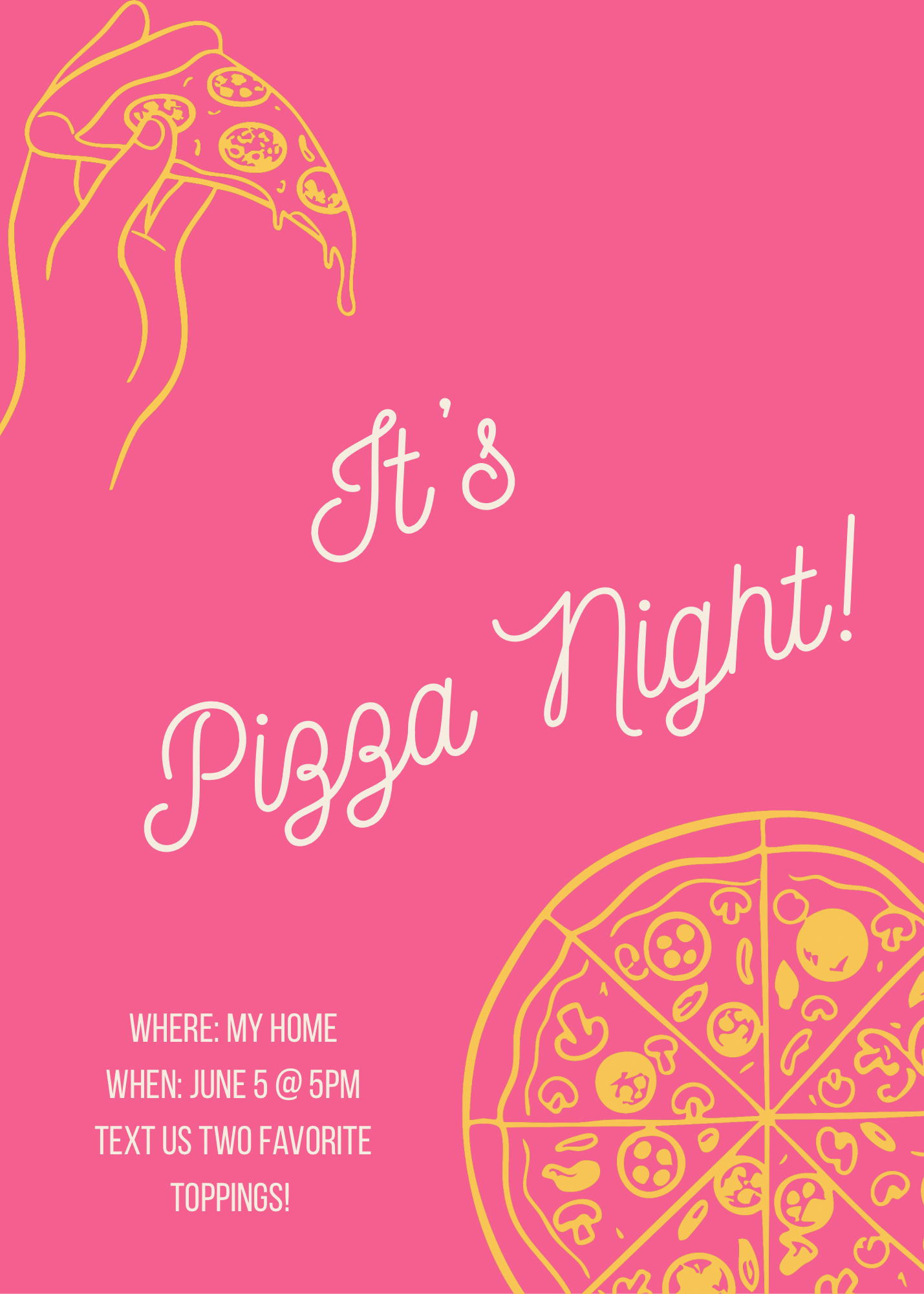 Pizza Night Invitation Template | Printable & Textable Digital Invite for Family & Friends