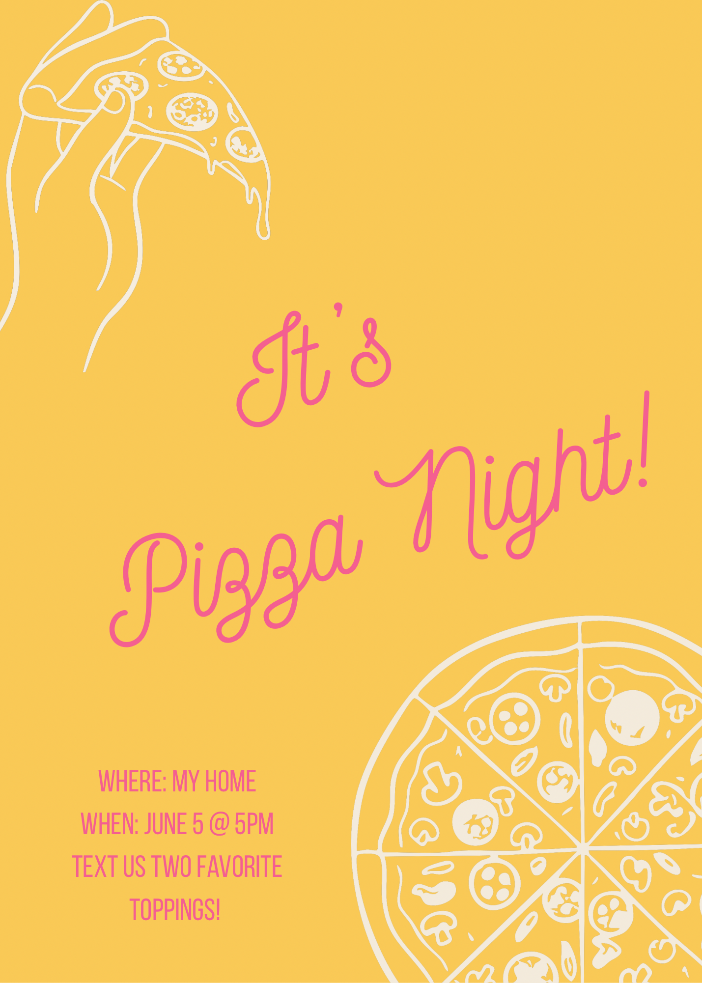 Pizza Night Invitation Template | Printable & Textable Digital Invite for Family & Friends