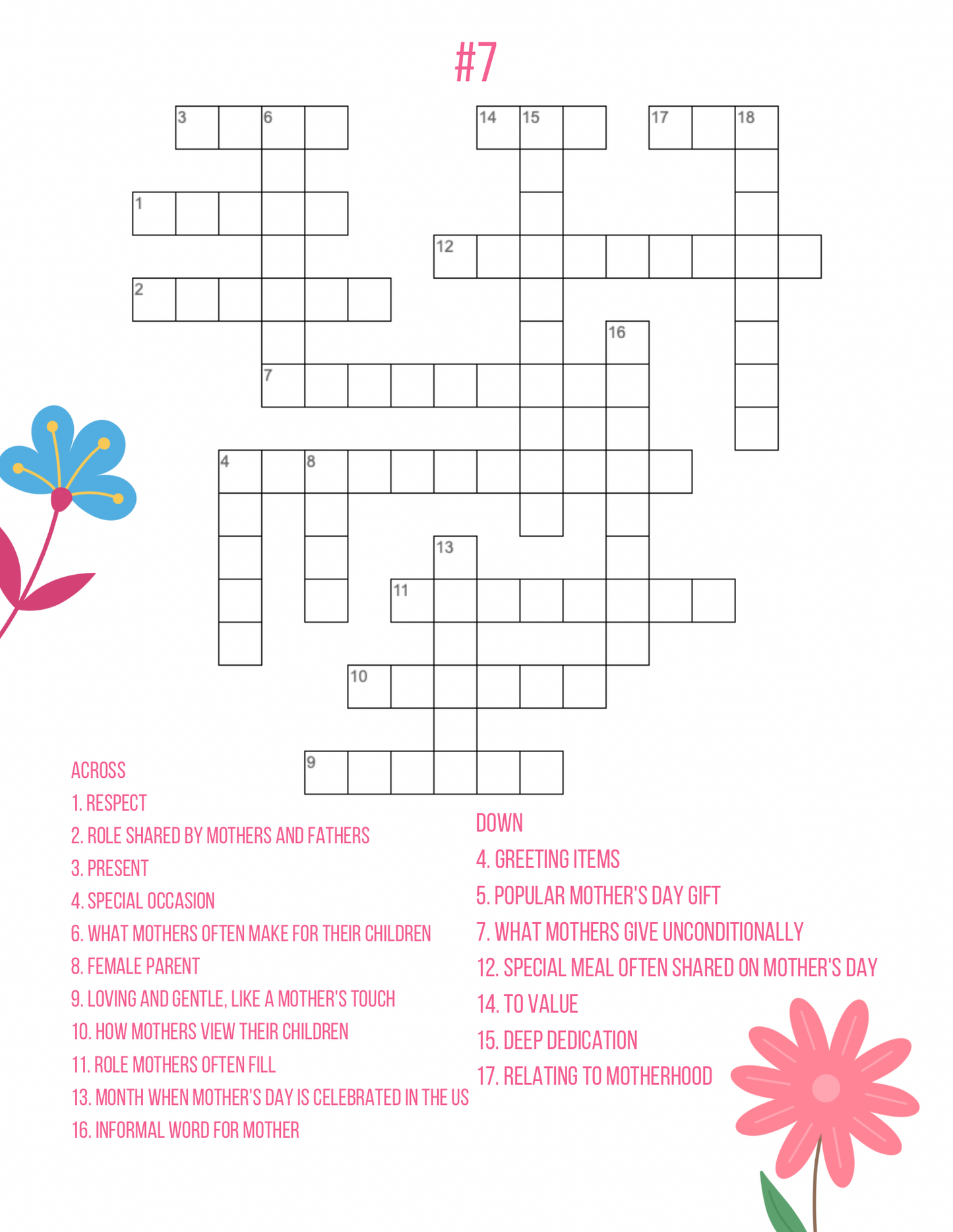 Crosswords for Moms – Printable Puzzle Book | Canva Template | Mother’s Day Gift Idea